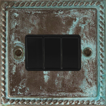 monarch verdigris light switch (3 gang) front fc20825
