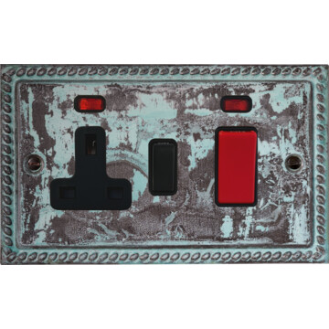 monarch verdigris cooker switch with socket (black switch) front fc20825