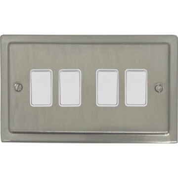 satin nickel light switch (4 gang/white switches) front fc20825