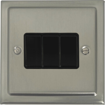 satin nickel light switch (3 gang/black switches) front fc20825