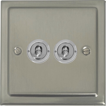 satin nickel toggle switch (2 gang) front fc20825