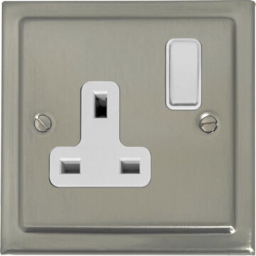 satin nickel socket (single socket/white switch) front fc20825