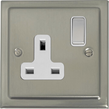 satin nickel socket (single socket/metal switch/white insert) front fc20825