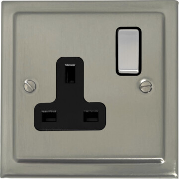 satin nickel socket (single socket/metal switch/black insert) front fc20825