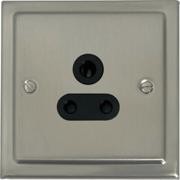 satin nickel 5 amp 3 pin socket (black insert) front fc20825