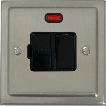 satin nickel switched fused spur (neon/back switch) front fc20825