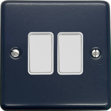 contour blue light switch (2 gang/white switches) front fc20825