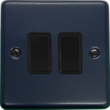 contour blue light switch (2 gang/black switches) front fc20825