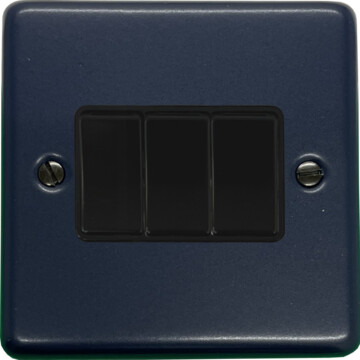 contour blue light switch (3 gang/black switches) front fc20825