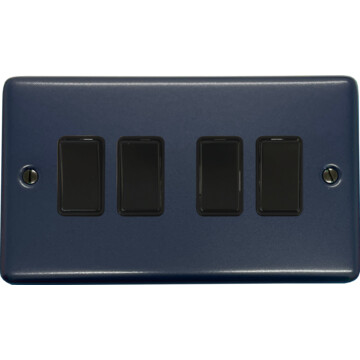 contour blue light switch (4 gang/black switches) front fc20825