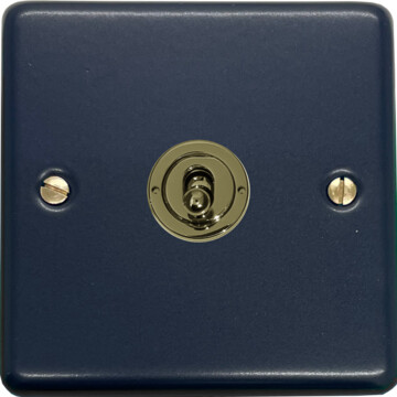 contour blue toggle switch (1 gang/polished brass switches) front fc20825