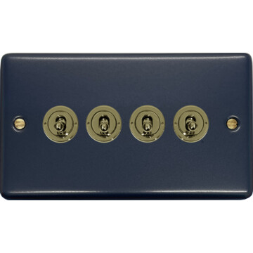 contour blue toggle switch (4 gang/polished brass switches) front fc20825