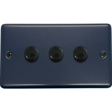 contour blue push led dimmer (3 gang/black bronze caps) front fc20825
