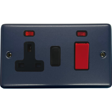 contour blue cooker switch with socket (black switch) front fc20825