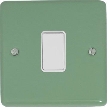 contour sage green light switch (1 gang/white switch) front fc20825