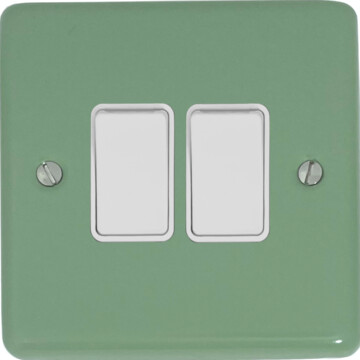 contour sage green light switch (2 gang/white switches) front fc20825