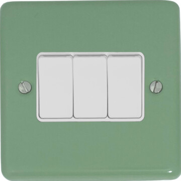 contour sage green light switch (3 gang/white switches) front fc20825