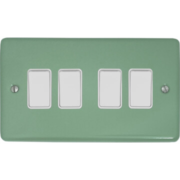 contour sage green light switch (4 gang/white switches) front fc20825