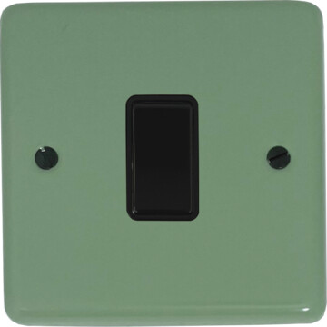 contour sage green light switch (1 gang/black switch) front fc20825