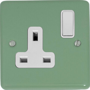contour sage green single socket (white switch) front fc20825