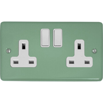 contour sage green double socket (white switches) front fc20825