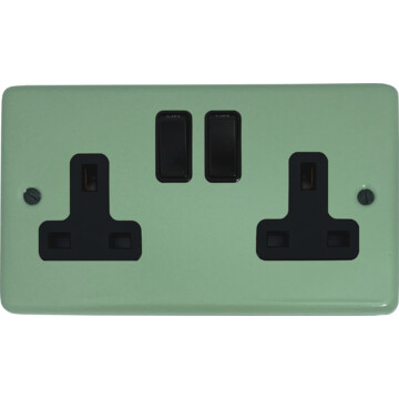 contour sage green double socket (black switches) front fc20825