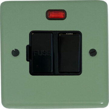 contour sage green switched fused spur with neon (black switch) front fc20825