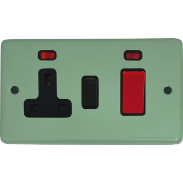 contour sage green cooker switch with socket (black switch) front fc20825