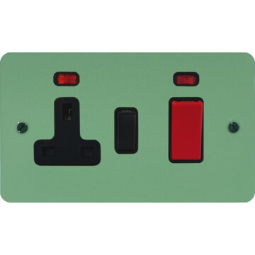 flat sage green cooker switch with socket (black switch) front fc20825