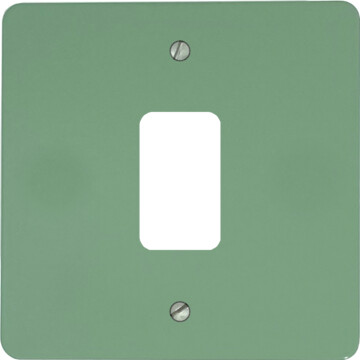 flat sage green grid plate (1 gang) front fc20825