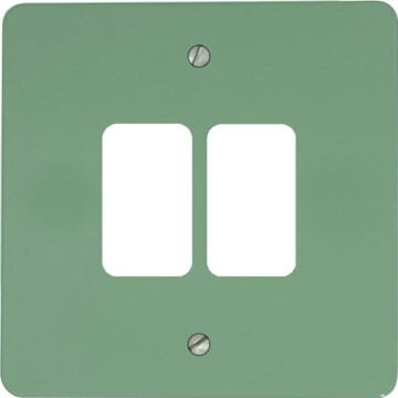 flat sage green grid plate (2 gang) front fc20825
