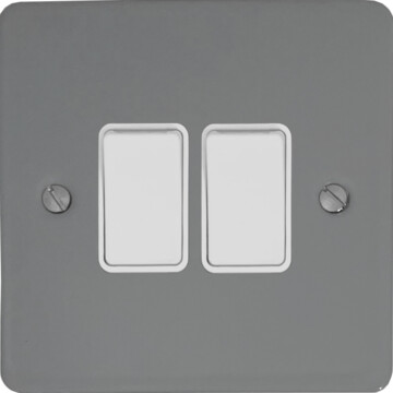 flat light grey light switch (2 gang/white switches) front fc20825
