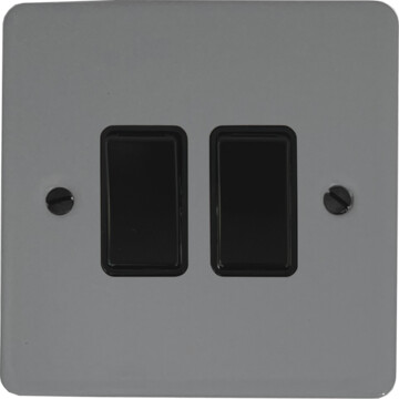 flat light grey light switch (2 gang/black switches) front fc20825