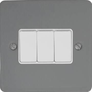 flat light grey light switch (3 gang/white switches) front fc20825