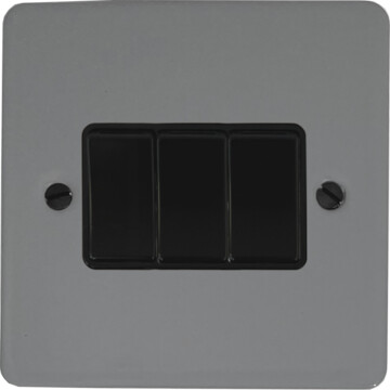 flat light grey light switch (3 gang/black switches) front fc20825
