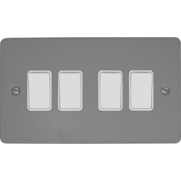 flat light grey light switch (4 gang/white switches) front fc20825