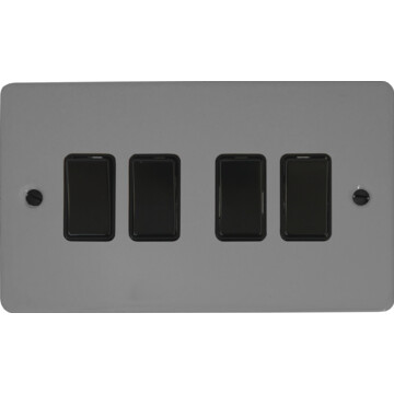 flat light grey light switch (4 gang/black switches) front fc20825