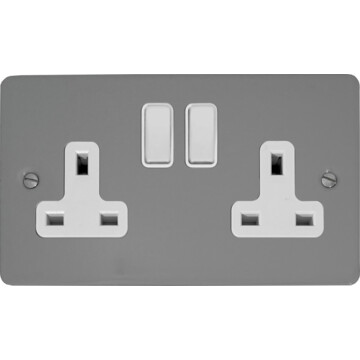 flat light grey double socket (white switches) front fc20825