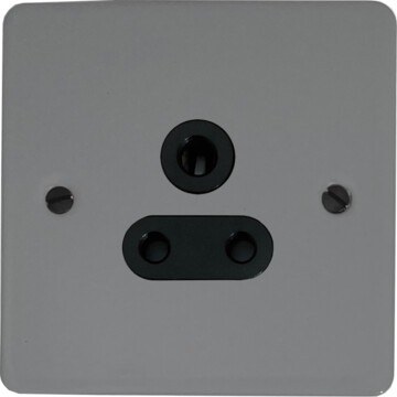 flat light grey 5a 3 pin socket (black insert) front fc20825