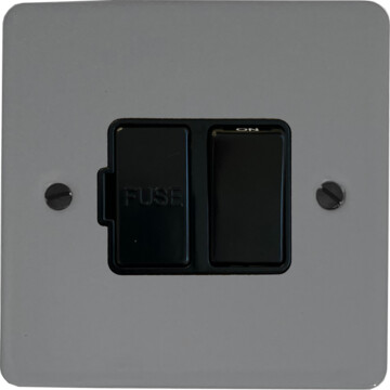 flat light grey switched fused spur (black switch) front fc20825