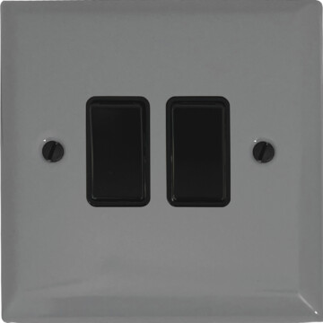 spectrum light grey light switch (2 gang/black switches) front fc20825