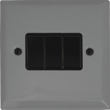 spectrum light grey light switch (3 gang/black switches) front fc20825