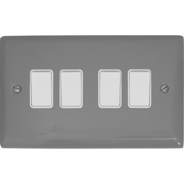 spectrum light grey light switch (4 gang/white switches) front fc20825
