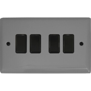 spectrum light grey light switch (4 gang/black switches) front fc20825