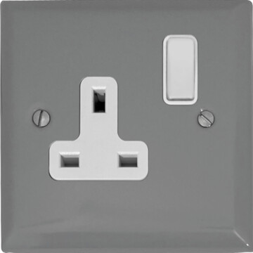 spectrum light grey single socket (white switch) front fc20825