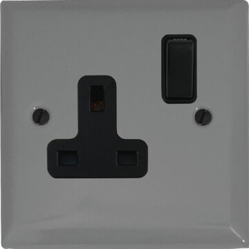spectrum light grey single socket (black switch) front fc20825