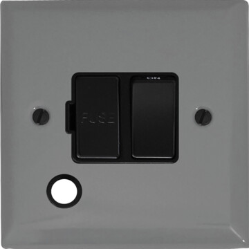 spectrum light grey switched fused spur with flex outlet (black switch) front fc20825