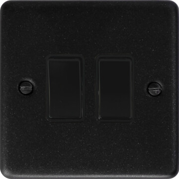 contour graphite light switch (2 gang/black plastic switch) front fc20825