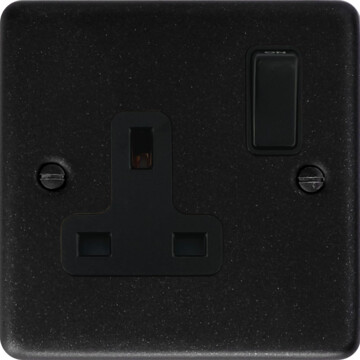contour graphite single socket (black plastic switch) front fc20825