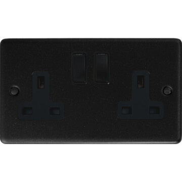 contour graphite double socket (black plastic switches) front fc20825